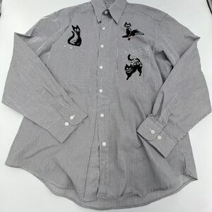 Las Olas Striped Cat Lady Shirt Size Medium